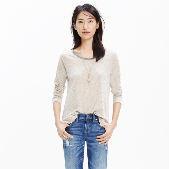 Madewell Tops - MADEWELL MODERN LINEN RINGER RAGLAN TEE